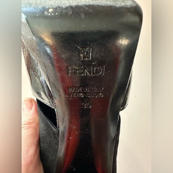 FENDI Black Peep Toe Slingback Heels-fit like 7.5 or 8 - Picture 10 of 10